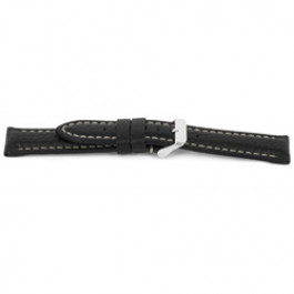 Horlogeband Universeel I018-XL Leder Zwart 24mm